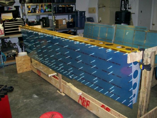 Top side of R. wing with the skins clecoed on