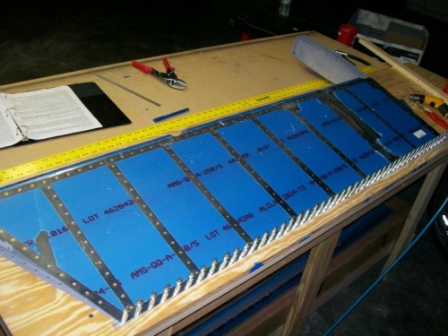 Trailing edge glued with Proseal and clecoed to the table