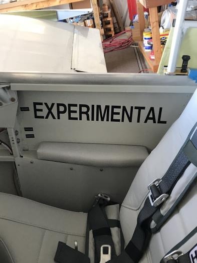 Required EXPERIMENTAL Marking Rear Seat