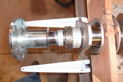 Top view of shat in wooden jig