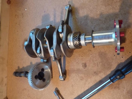 Crank with rods connected-cam gear installed