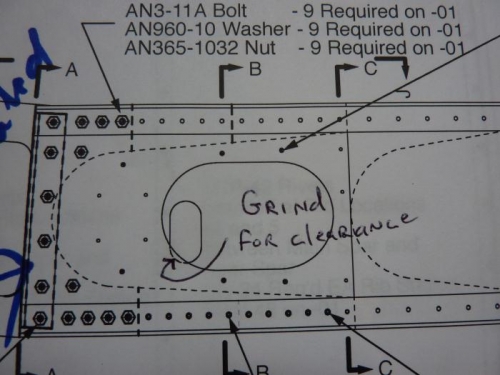 Drawing showing where more clearance was needed.