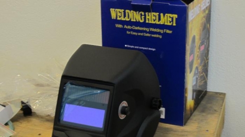 Welding helmet.  I've never used an auto-darkening one before.