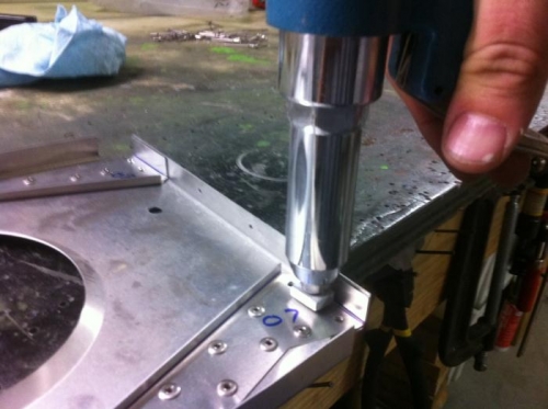 With the rivet gun in place