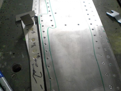 holes marked and test strip shown