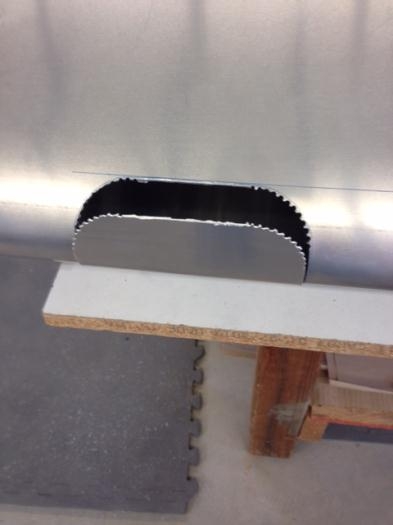 Landing light opening, half complete