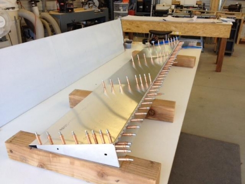 Right flap clecoed ready to rivet