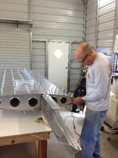 Dean installing leading edge skin