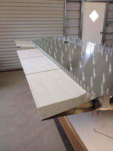 Left wing control surfaces in place