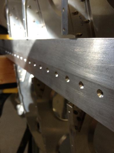 Left wing main spar holes countersunk