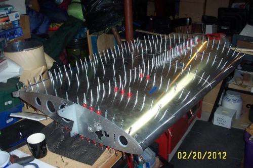 Top of outbd skin cleco'd