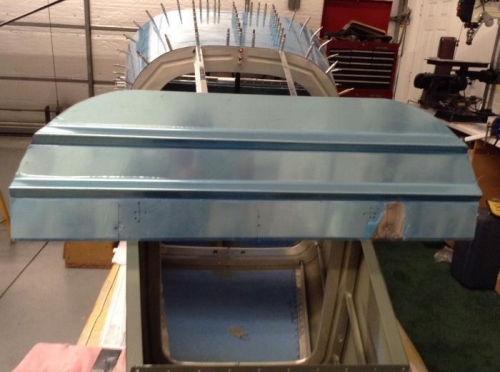 Upper baggage bulkhead trimmed and holes are laid out.