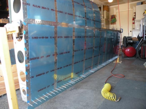 All ribs, main spar, and skin overlap are done.