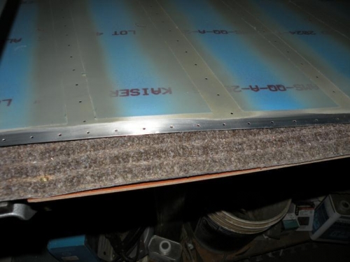 Primer remove from a rudder skin to later allow trailing edge wedge to be prosealed in.