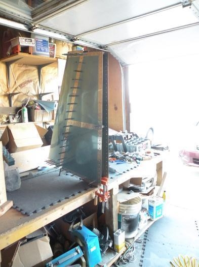 Skin clecoed to the front spar and ribs, ready to rivet.