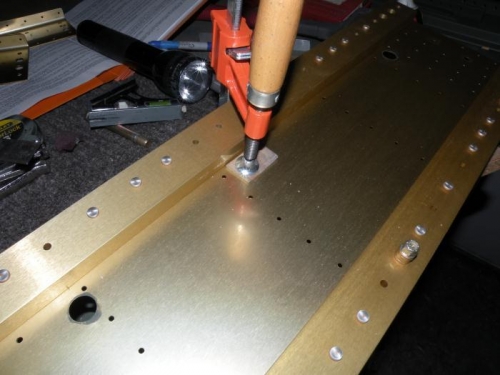 F-633 control column mount clamped and ready to drill.