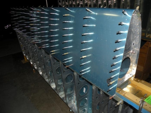 Baffle clecoed to tank, and tank clecoed to spar.