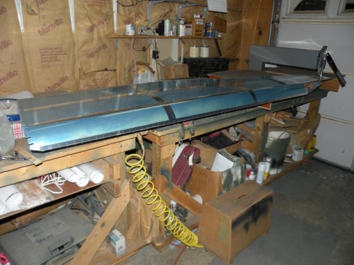 Setup for dimpling the aft side skins.