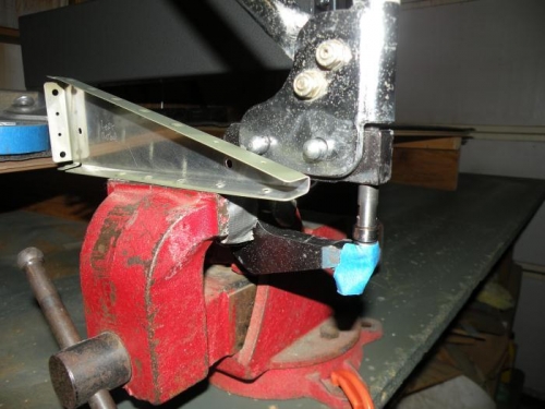 Setup for dimpling the aft 2 holes on each side of each main rib.