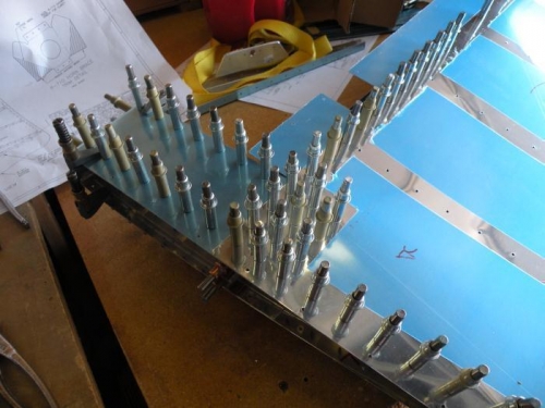 Rudder skeleton ready for drilling.