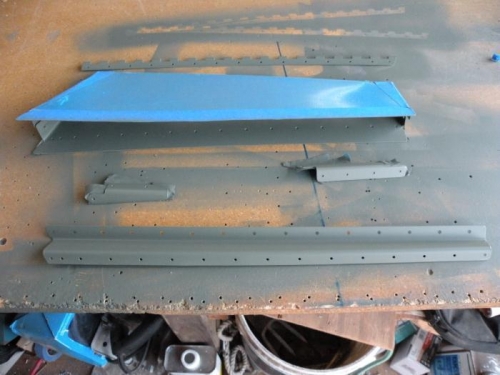 Priming complete. I'll let it cure for at least a couple of days before dimpling and riveting.