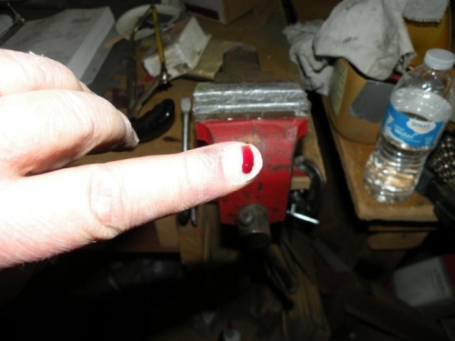 What happens when your finger gets in the way of the drill motor end of a broken 1/16