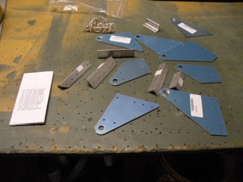 Inventorying the aileron bracket sub kit. I marked the outside of the plates with an electric pencil.