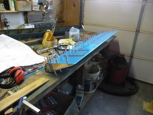 Left Aileron Clecoed and ready for drilling (except for lower side of the outboard end).
