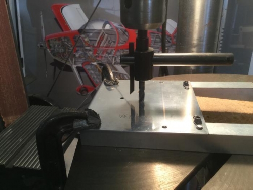 Getting ready to bore the hole for the top of the fuel valve.