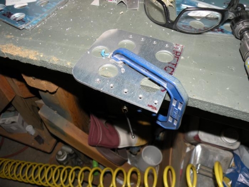 The setup for countersinking brake pedals and side plates.