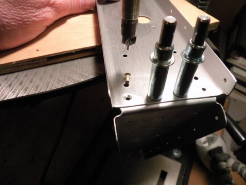 Countersinking close to the E-702 Spar Flanges with the Drill Press.