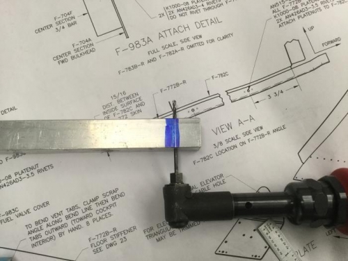 Jig for drilling floor stiffeners for screw holes.