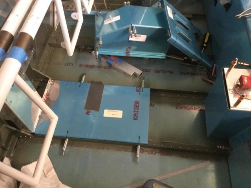 Front cabin cover has been drilled and trimmed.