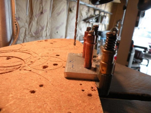 Both FL-706A's clamped back to back for matchdrilling the left one.