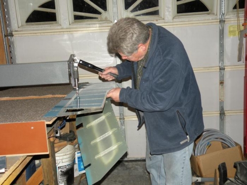 Dimpling spar rivet line on the left elevator skin.