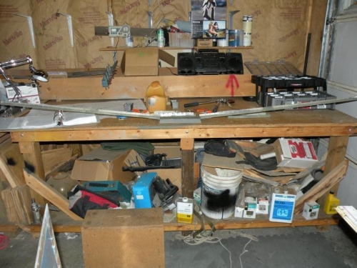 HS-710 and HS714 reinforcement angles riveted to HS front spar channels. Ready for inboard ribs.