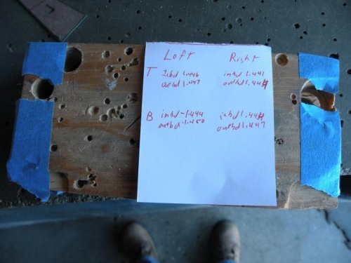 Spar stub measurements, and one of the spacer blocks, with thickness adjusted slightly.