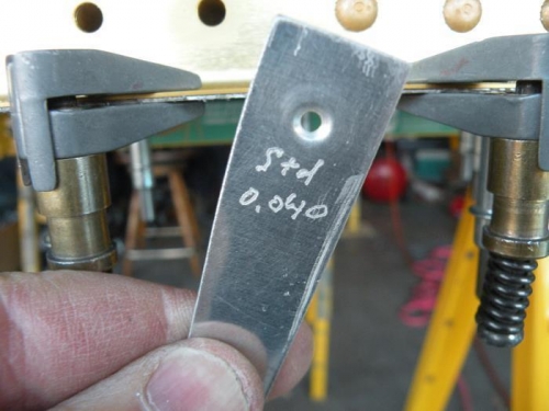 Dimple coupon for standard dies in 0.040 material.