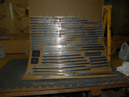 Stiffeners and misc. parts ready for solvent wipe and priming.