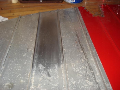 Corrosion removal test spot.