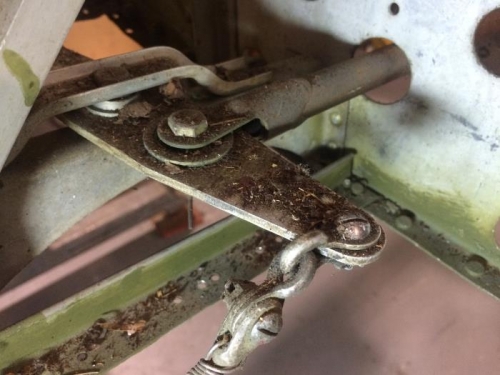 Aft elevator pushrod connection - top.