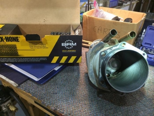 Cylnder honing in progress.