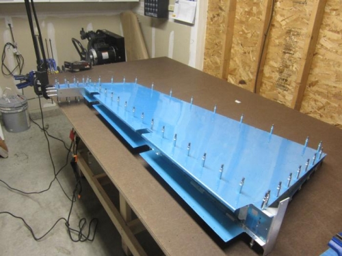 Skins clecoed - ready fo drilling