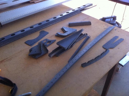 Primed components ready for assembly