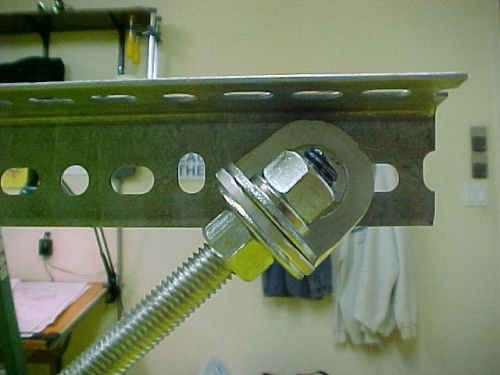 Close up of brackets and angle assembly