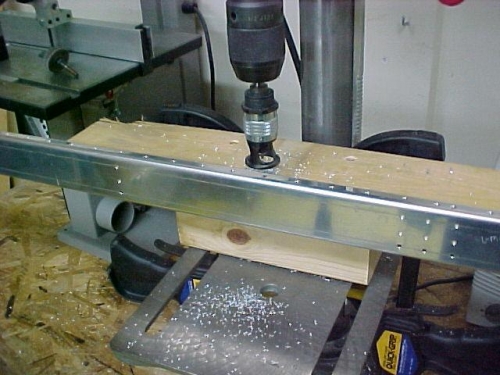 A simple jig to countersink the spar holes - use a 2x screwed to a 4x4....