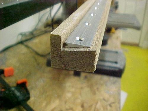This is the jig I made for the trailing edge piece. Countersinks will be perpendicular to surface