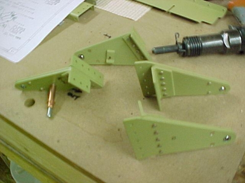 Aileron brackets riveted and ready to rivet to wing