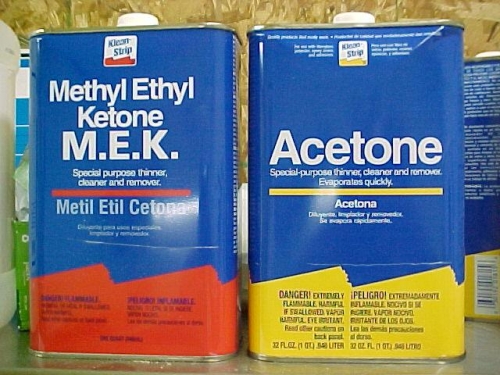 M.E.K and Acetone for cleaning parts