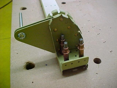 Nose rib/ hinge assembly clecoed on flap spar